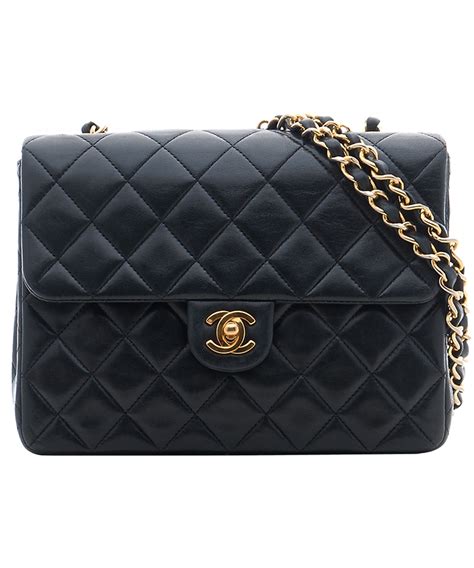 chanel 10 inch classic black quilted leather shoulder flap bag|chanel handbags.